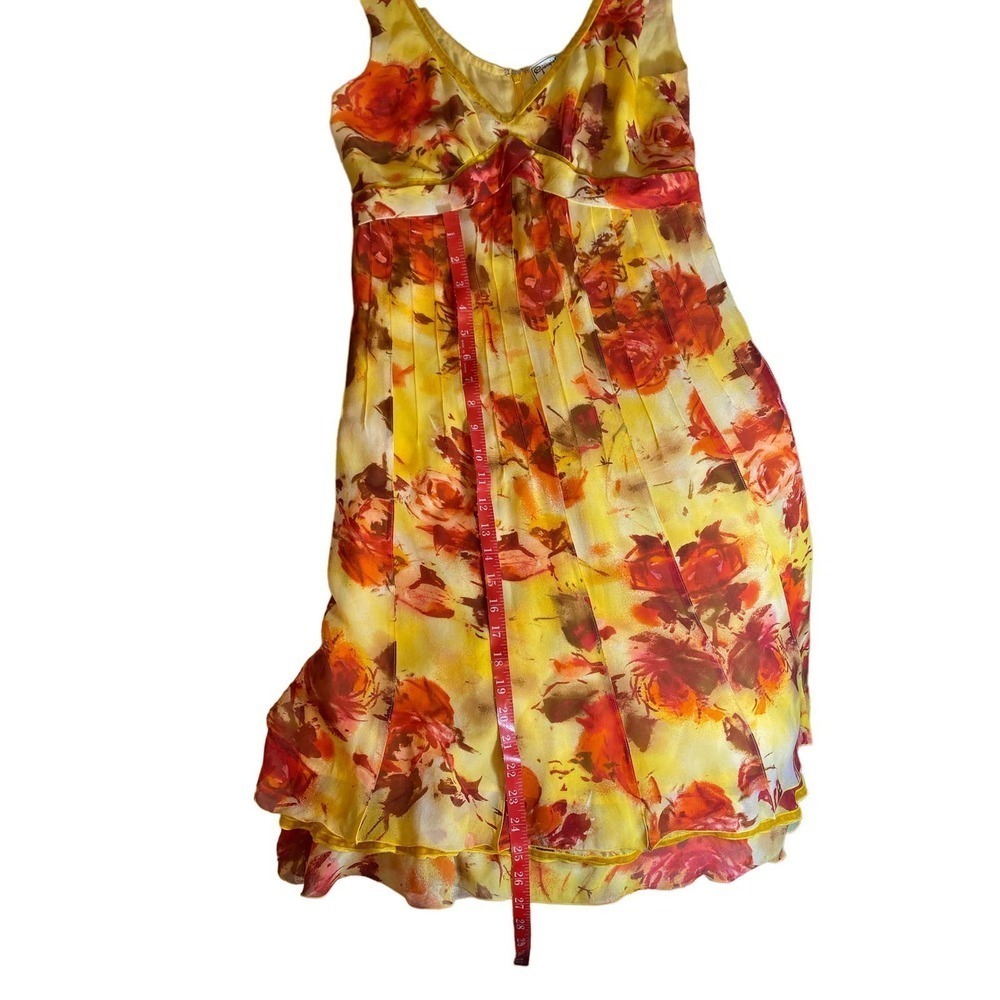 Giorgio Grati 100% Seta Silk Yellow/Red Floral dress - Picture 5 of 8